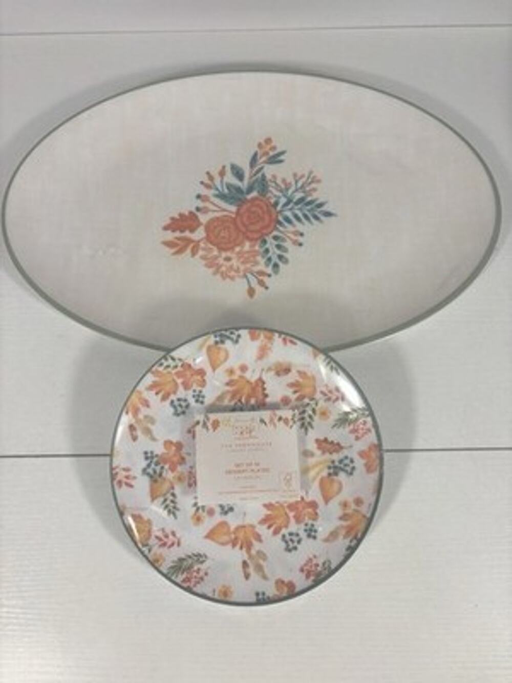 NEW! Rachel Ashwell Farmhouse Fall 2 Platters + 10 Dessert Plates Autumn
